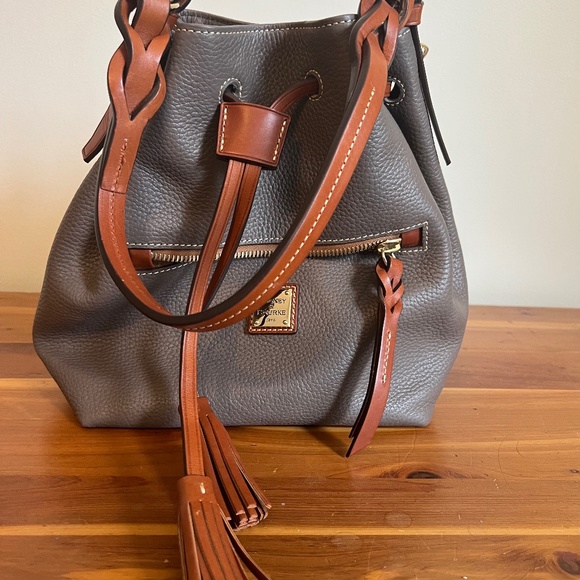 Dooney & Bourke Grey / Camel Top Handle Hobo - Picture 1 of 1